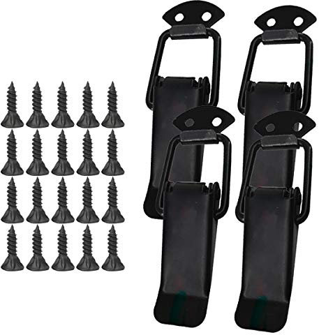 YINSONG 4 Pcs Moraillons de Verrouillage - Noir Fer Loquets à Bascule Fermeture à Levier Fermoir de Verrouillage pour Coffret, Boîte, Tiroir, Armoire, Porte