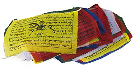Kanchan Crafts Tibetische Gebetsfahne Windpferd Buddhismus Prayer Flag 4m 25 Fahnen