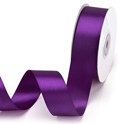 IHKFILAN Satinband, in Lila (25 mm x 22.86 m), matt glänzendes Geschenkband, edles Schleifenband zum Dekorieren & Basteln, zum Einpacken besonderer Geschenke, für Hochzeiten, Taufen, uvm