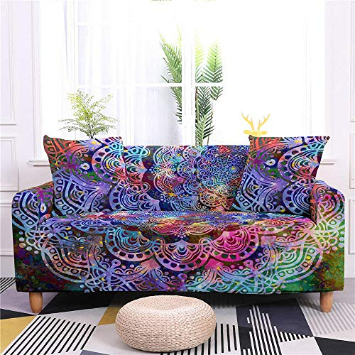 ZAHHYG Sofabezug Ecksofa Lila Mandala-Druck Sofaüberwurf Sofa Überzug Stretchy Couchbezug Sofa Bezug Ecksofa Überwurf Sofabezüge Antirutsch Sofahusse Jacquard Sofaüberzug 4 Places (235cm-300cm)