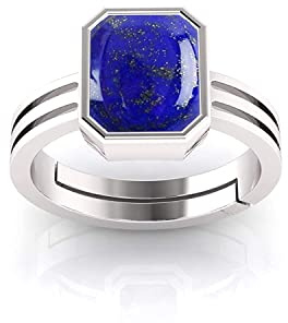 SONIYA GEMS 6,25 Karat 7,00 Ratti Lapislazuli Ring natürlicher Lapiz-Ring Original Laborzertifizierter blauer Lapislazuli unbeheizter unbehandelter Edelstein verstellbare Ringgröße 16-24 für Damen und