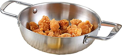 LATRAT Poêle à frire en acier inoxydable 22CM, Poêle à servir Resist, Marmite en acier inoxydable sans revêtement, Ustensile de cuisine à soupe, Poêle à frire multifonctionnelle