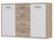 Forte ANTUZA Kommode 120 130, Kommode mit 2 Türen und 4 Schubladen, Sideboard modern, Holzwerkstoff, Sonoma Eiche Holzdekor/Weiß, 122,6 cm breit x 88,1 cm hoch x 34,2 cm tief