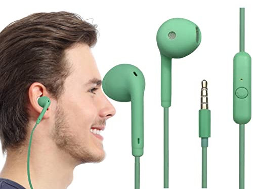 Macaron Color Ear Buds Wired - Corded Ear Bud in Ear Headphone, Fits Phones/Laptops/Computers with 3.5mm Jack,Anti-Sweat Sport Earphone Ear Bud with Mic, White, Yellow, Green, Blue A/a