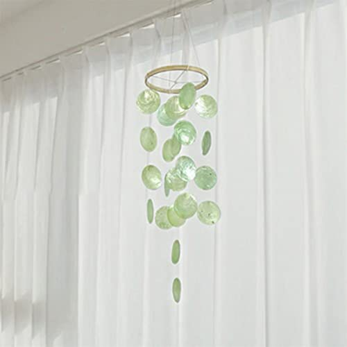 ZOYIEP Windspiel, Boho Deko Muschel Traumfänger Girlanden 43 cm Länge Weiß Windspiel, Windspiel Anhänger Retro Capiz Muscheln Windspiele (Grün)
