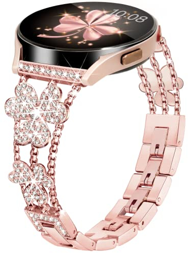 Vamyzji Kompatibel mit Samsung Galaxy Watch7/ 6/5/4/FE Armband 40mm 44mm,Metallband für Samsung Galaxy Watch 5 pro,Galaxy Watch 6 Classic 43mm/47mm Samsung Watch 4 Classic 42mm 46mm, Damen(Rose Pink)