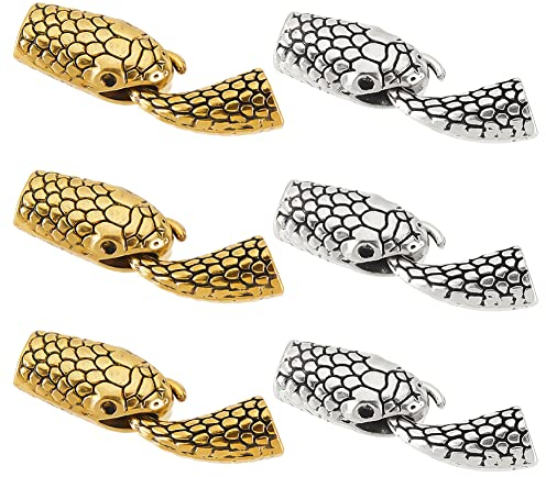 NBEADS 12 set Fermagli per Bracciali con Gancio Serpente, 2 colori Tibetana In Lega Testa di Serpente e Anello con Gancio A S Toggleusure Finali Connettori Risultati per La Creazione di Gioielli