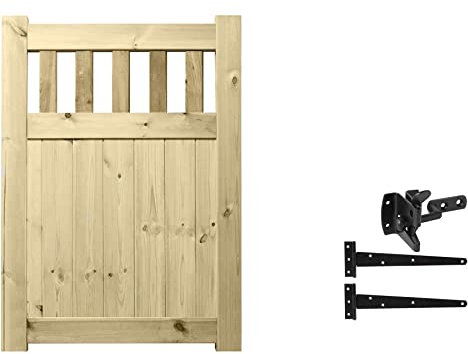 Premier URBAN Range Pedestrian Premier Picket Pale Trellis Top Gate Smooth Wooden Tongue & Groove Pathway Height: 4ft (120cm) x Width: 3ft (90cm) No Hinge Pack Selected