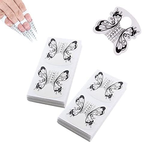 BeautyLeader 200 Pcs Nail Form Guide Acrylic Tip Extension Forms Black And White Color Sticker Rroll Manicure Tool for Acrylic Long Shape Nail Extension Bluider Forms