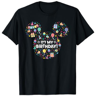 Disney Mickey Mouse Head Ears Icon Fill It’s My Birthday T-Shirt
