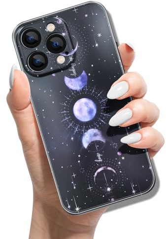 Silicone Case for iPhone 12 Pro Max 6.7 inch Print Animal Pattern Design Soft TPU Bumper Shockproof Cover Black Case for Women Girls Man Boys - Moon Starry Sky