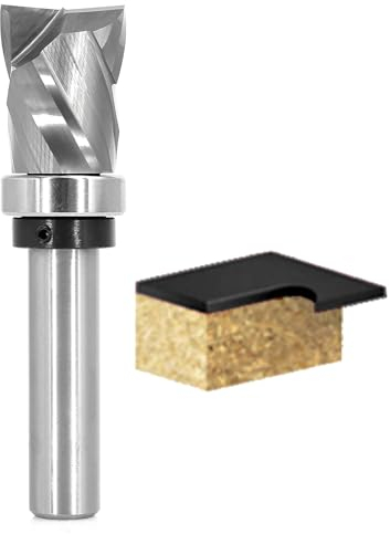 Akylin Ultra-Perfomance Compressiom Spiral Flush Trim Router Bit 1/2 Shank, Template Top Bearing Router Bit 7/8 Cutting Dia, 1-3/16 Cut Height, for Woodworking Trimming Cutter- 12.7 * 22.2 * 30