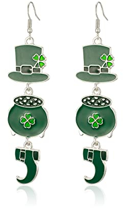 Giuesytic St. Patrick's Day Ohrringe für Frauen Kleeblatt Baumeln Ohrringe Multi Grün Versilbert 4-blättriges Kleeblatt Geschenke Urlaub Party Dekorationen Zubehör