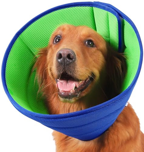 Halskrause Hund Weich, Hundekragen Leckschutz, Atmungsaktive Halskrausen für Hunde, Einstellbarer Schutzkragen Leckschutz Hund, Leicht Halskragen Hunde(Size 8, Blau)