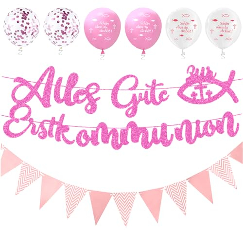 Kommunion Deko, Alles Gute zur Erstkommunion Banner, Kommunion Taufe Tischdeko, Alles Gute zur Konfirmation Girlande, kommunion Banner, Kommuniongirlande, für Taufe Party Dekoration