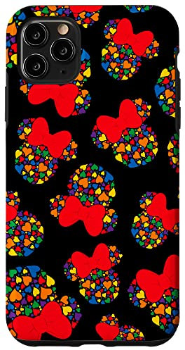 iPhone 11 Pro Max Disney Minnie Mouse Icon Rainbow Hearts Black Case