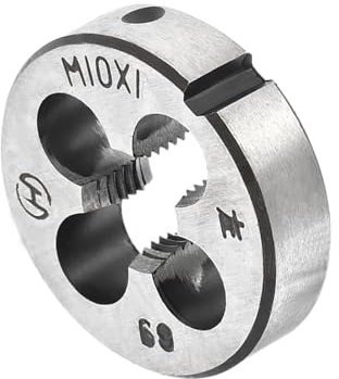 CoCud Terraja de Reparación de Rosca Redonda Terraja M10x1 de 30 mm OD Herramienta de Roscado Cilíndrica de Acero para Herramientas de Aleación con 4 Orificios para Virutas