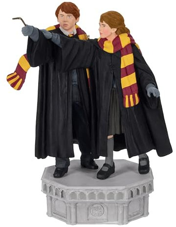 Hallmark Keepsake Christmas Ornament, Harry Potter and the Chamber of Secrets Collection Ron Weasley and Hermione Granger With Light and Sound, Gifts for Harry Potter Fans