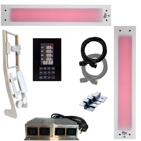 SET frameless InfraROTmed MAX© ICE Tiefenwärmestrahler + Steuerung icon 4 TOUCH, Infrarotstrahler für Sauna und Infrarotkabine, Vollspektrumstrahler (1x500W + 1x1300W + S + Lehne)