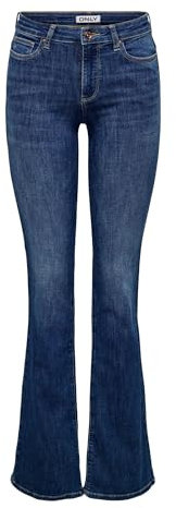 ONLY Damen Onlann Mid DNM Soo615 Noos Flared Fit Jeans, Dark Blue Denim, XS / 32L