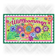 Bine Brändle - Bunte Fussmatten im Blumendesign - Größe 82cm x 47cm - 4 Farbvarianten (Grün)