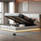 Merax Hydraulisch Polsterbett 180x200cm mit Stauraum, Bett mit LED-Beleuchtung, für Jugend, Erwachsene, Kunstleder, Weiß (Ohne Matratze)