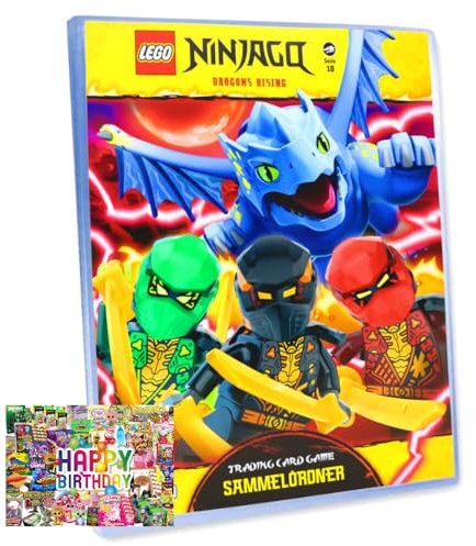 Bundle mit Lego Ninjago Karten Trading Cards Serie 10 - BLUTMOND Sammelkarten (2025) - Auswahl+ Exklusive Geburtstagskarte (1 Sammelmappe)