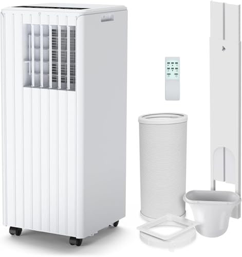 Aire Acondicionado Portátil Silencioso 3-en-1 9000 BTU función de enfriamiento ventilación y deshumidificación con ventilador de 2 velocidades temporizador de 24 horas Aire acondicionado móvil