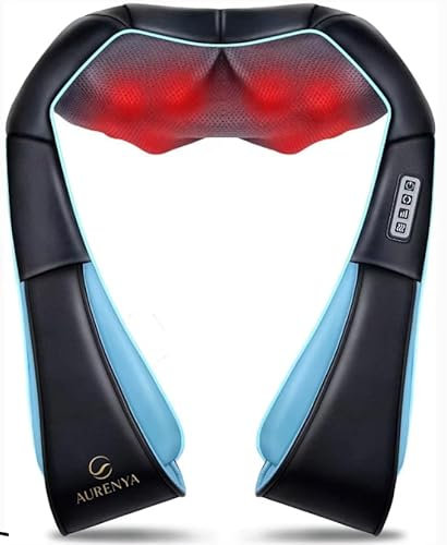 AURENYA® Masseur Shiatsu SANS FIL pour Cou, Epaules et Corps Soulage la Douleur, Relaxe et Détend. Pour hommes, femmes, famille