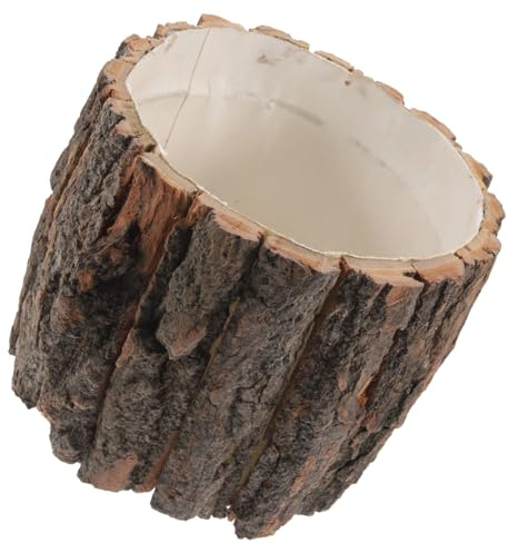 AKOOSY Maceta De Madera con Diseño De Tocón Rústico para Suculentas Macetero Creativo Grande De Corteza Natural Jardineras Decorativas De Madera para Hogar y Jardín