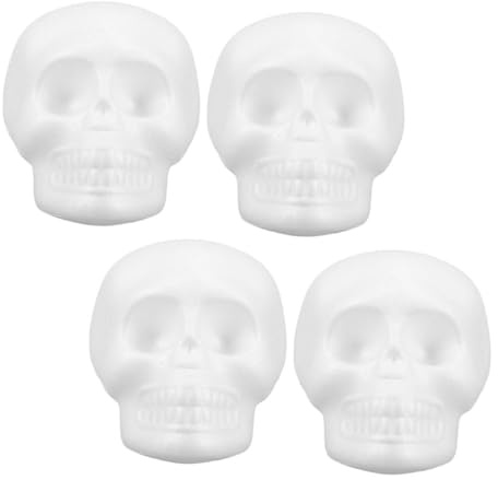 OFFSCH 4 Piezas Cabezas de Calavera de Espuma de Poliestireno para Decoración de Halloween Manualidades y Proyectos de Arte Calaveras sin Terminar para Pintar y Crear