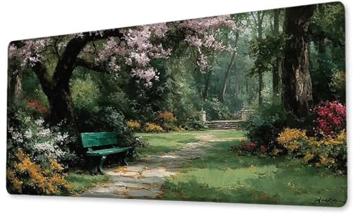 Mousepad Großes Gaming Mauspad XXL Der Park 900x1800x3 mm Schreibtischunterlage Rutschfeste Gummibasis Wasserdicht und Langlebig Tastatur Unterlage für Gaming,Büro,Zuhause Extra Vernähten Kanten zj740