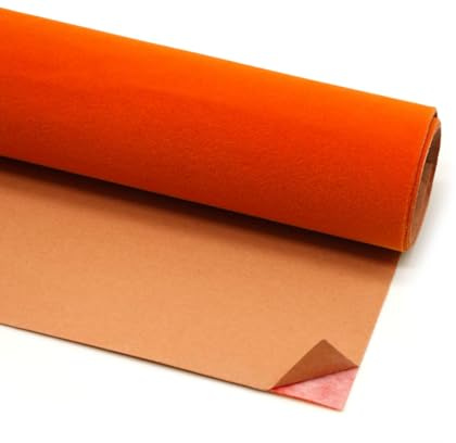 Selbstklebende Samtstoffbögen, 45 x 148 cm, beflockter Vlies-Filz für Schmuckschatulle, DIY, Handwerk, Dekoration, Paket – Orange