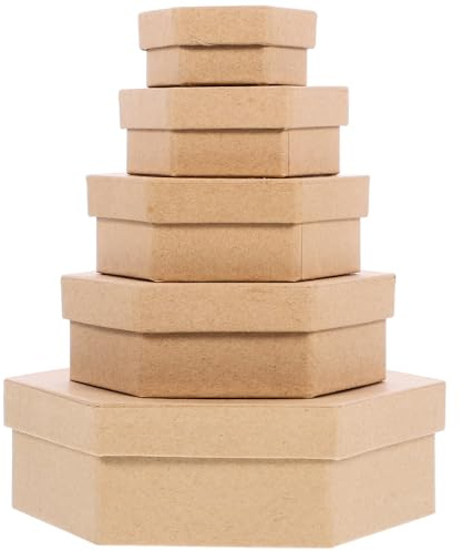 CHICAMPERA Geschenkbox als Geschenkkarton Dekorationsbox Sechseckige aus Kraftpapier mit Deckel Vielseitig und Stabil für Verschiedene Anlässe