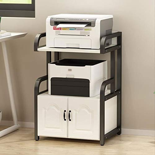 HDBCYUAZ Druckerständer Stabile, stabiles Metallgerüst 3-Schicht-Storage Rack auf der Tischseite mit Schließfächer for Fax, Scanner, Drucker, Bürobedarf-Kompakt und Mobile(B)