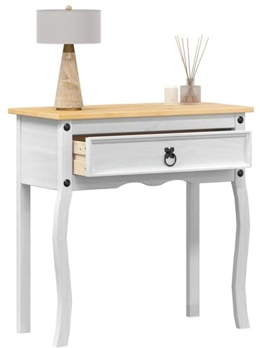 vidaXL Konsolentisch Weiß 73 x 35 x 73 cm Massives Kiefernholz