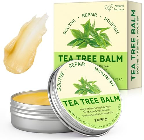 Tea Tree Oil Balm for Dry, Itchy & Fungal-Prone Skin, Soothing Moisturizing Balm Suitable for Feet, Heels, Hands & Body, Natural Formula, 60g, (1PCS)
