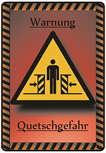 Schild Hinweisschild Hinweis Warnung Quetschgefahr Quetsch Gefahr Vorsicht Not