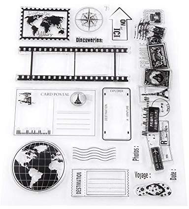 Akozon Clear Stempel Scrapbook Fotokarten Postkarten 14x18cm Gummidichtung Silikon Briefmarken für Scrapbook Kalender Notizbuch Tagebuch Fotoalbum DIY Dekoration
