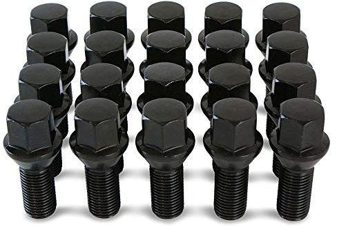 20 x Black Chrome Wheel Bolts for VW Volkswagen Caddy with Aftermarket Alloy Wheels PN.SFP-20BM14B141