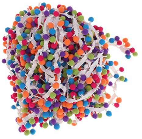 EXCEART Pomponband Pomponborte Bommelborte Bommelband Pompons Band Pom Pom Trim Ball Fringe für Näharbeit Nähen Basteln Kleidung DIY 4.5
