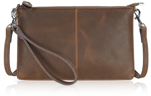 befen Echtleder Handytasche zum Umhängen, Handy Umhängetasche Damen Klein, Handtasche mit Geldbörse zum Umhängen Leder, Crossbody Bag Damen mit Verstellbarer Riemen und Schlüsselanhänger