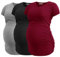 Smallshow Femmes V Cou Maternité Vêtements Haute Qualité Grossesse T Shirt 3-Pack,Black-Light Grey-Wine,2XL
