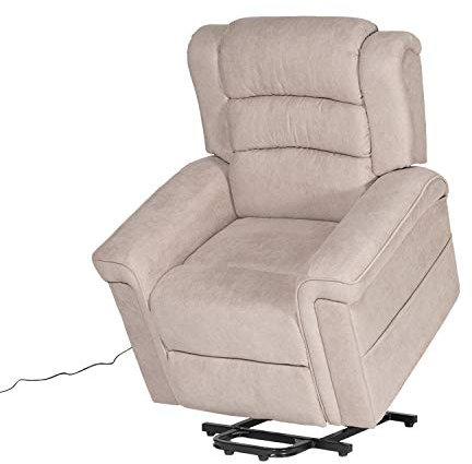 Happy Garden Fauteuil électrique inclinable Bernie Taupe. Fauteuil de Salon Relax en Tissu Taupe avec Inclinaison électrique et Repose-Pieds.