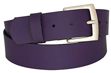 DayneQ 4cm Breit Echt Leder Guertel Altsilber Nickelfree - 11499-40-SIL - Dunkel-Lila Bundweite 105cm