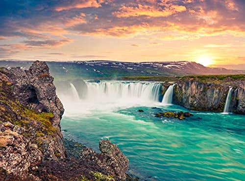 BILD TAPETE PAPERMOON, Godafoss Wasserfall Island,VLIES Fototapete, Digitaldruck, ink. KLEISTER, verschiedene Größen
