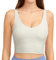 Lemedy Sport-BH für Damen, lang, bauchfrei, gepolstert, für Workout, Laufen, Yoga, beige, S