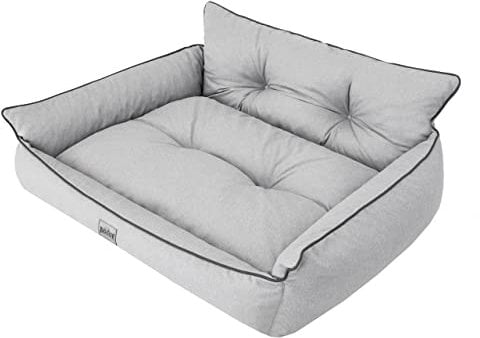 DOGGY Hundebett Haustierbett Hundeliege Gesteppt Hundekissen Bett Sofa Hundematratze Tierbett Hundesofa Matratze, Asche Ökoleinen, XL - 82 x 63 cm