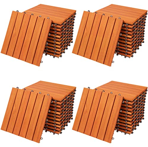 CASARIA® Holzfliesen FSC®-zertifiziertes Eukalyptusholz 4m² Fliese 30x30cm Klicksystem zuschneidbar Terrassenfliese Außen