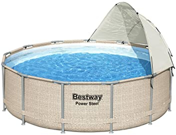 Bestway Pool Canopy Sunshade | Compatible with Round Above Ground Swimming Pools Between 10’-18’ in Diameter